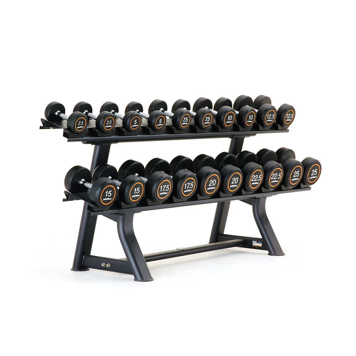 Pulse Club Line Rubber Dumbbells Set & Horizontal Rack