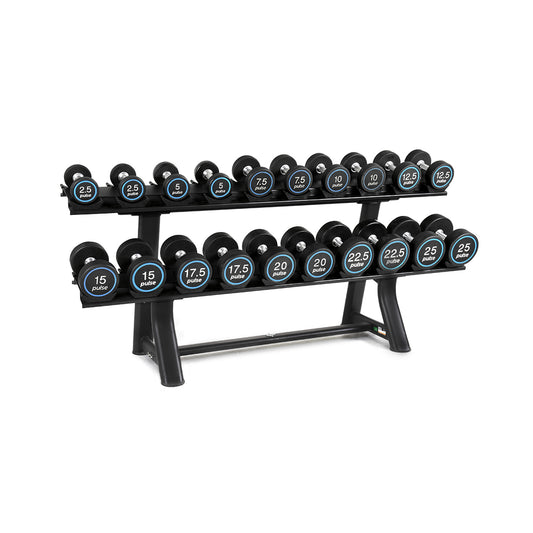 Pulse Club Line Polyurethane Dumbbells Set & Horizontal Rack