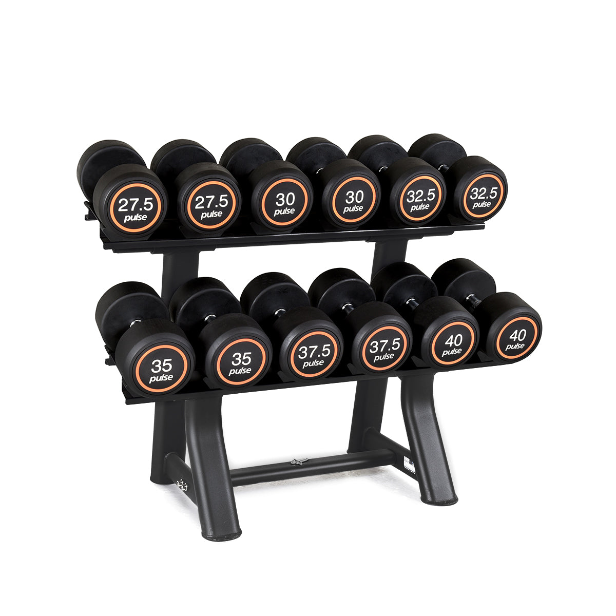 Pulse Club Line Rubber Dumbbells Set & Horizontal Rack