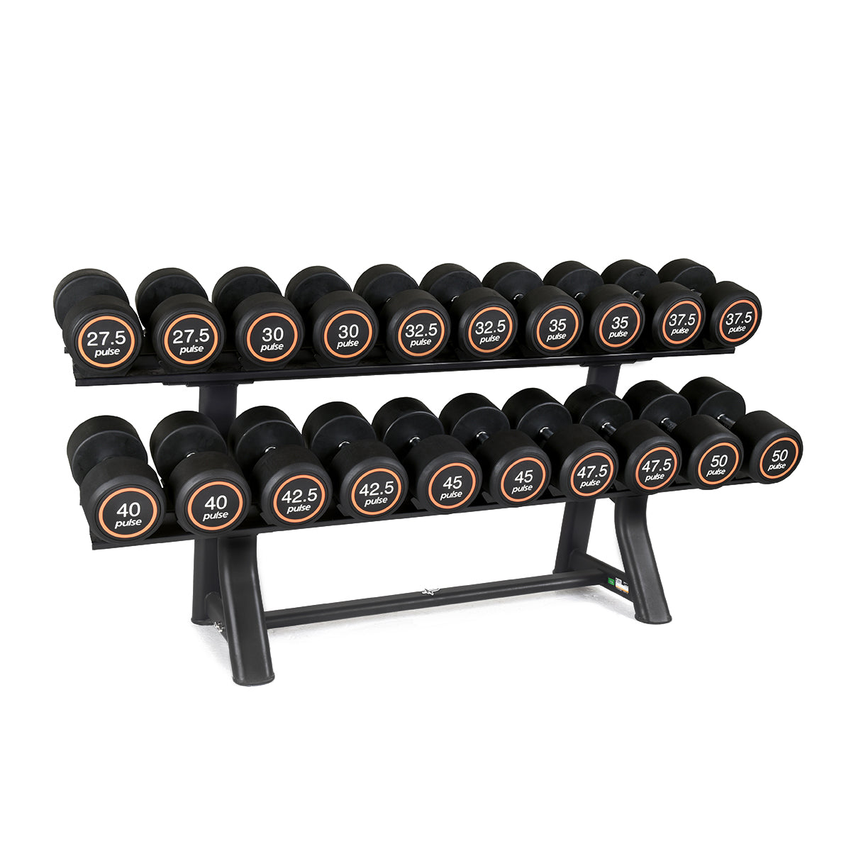 Pulse Club Line Rubber Dumbbells Set & Horizontal Rack