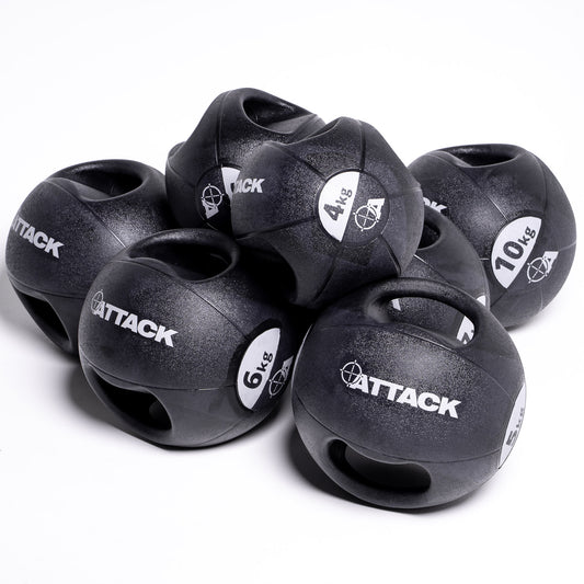 ATTACK Fitness Double Grip Medicine Balls Black 3-10kg