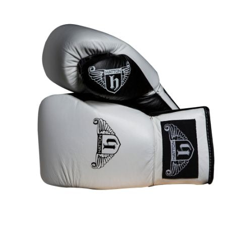 Hatton Lace Up Boxing Glove 8-16oz Leather (Pair) Grey