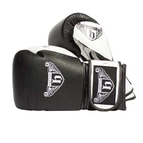 Hatton Velcro Boxing Glove 8-16oz Leather (Pair) Black