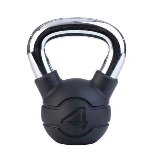 Jordan Kettlebell Rubber Coated / Chrome Handle Black