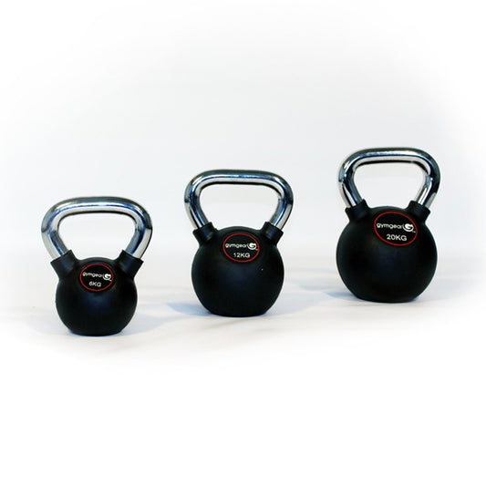 GymGear Kettlebell Rubber Coated / Chrome Handle Black