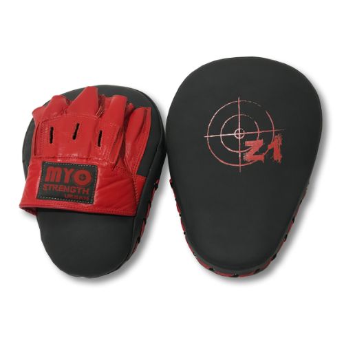 MYO Strength Leather Boxing Pads Grey / Red