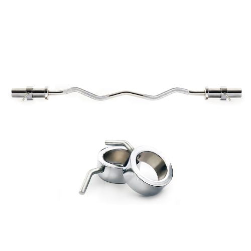 Pulse EZ Curl Bar with Ring / Clamp Collars Chrome